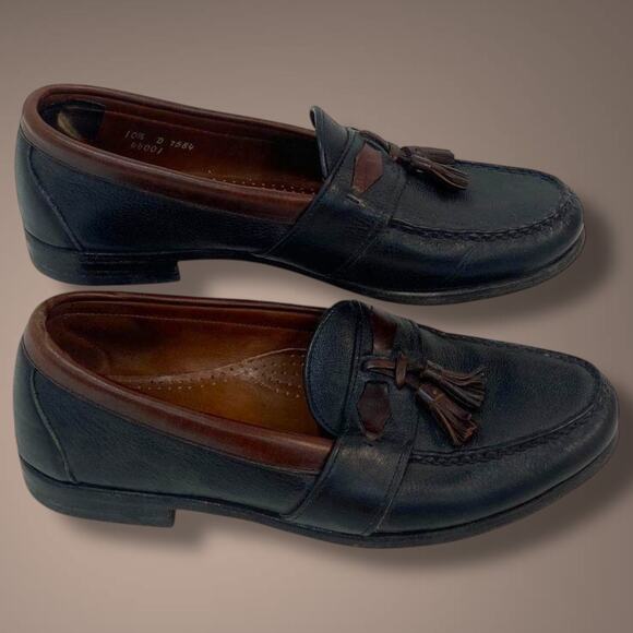 Men's Size 10.5 ALLEN EDMONDS Black/Tan Kent Tassel Kiltie Leather Loafers EUC - Picture 3 of 7